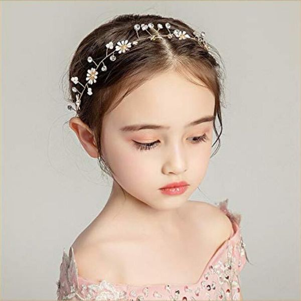 Couronnes de fleurs décoratives Born Baby Girls Hair Headwear Infant Princess Faux Jewel Head Wedding Jewelry Elegant Gift Floral Fashion Acces