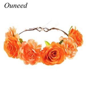 Flores decorativas coronas novia flor corona banda para el cabello boda floral diadema tocado guirnalda niña corona accesorios elásticos fiesta