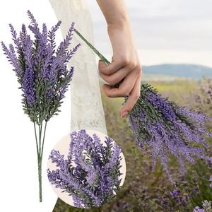 Couronnes de fleurs décoratives bouquet de lavande de Provence en plastique fausses plantes artificielles décoration de mariage maison table de Noël # t2pDecorati