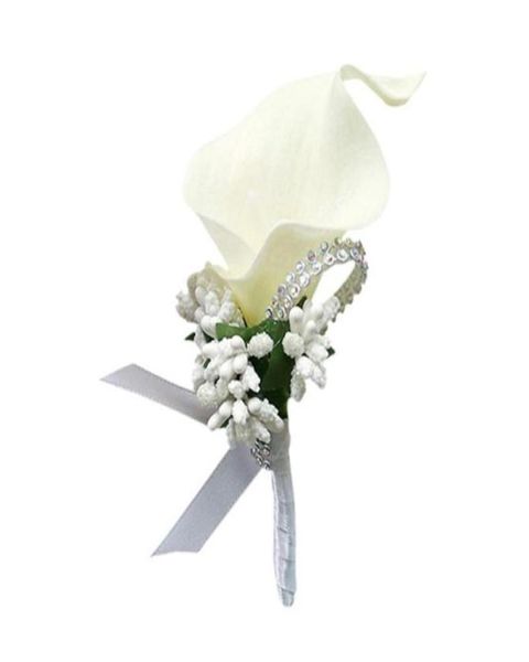 Fleurs décoratives couronnes calla lily broche de mariage décor de fête de mariée de joueur de mariée de la mariée du marié boutonniere femmes hommes épingle sui5243704