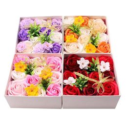 Couronnes de fleurs décoratives, œillets, savon, fleur, cadeau de fête des mères, bouquet rouge, rose, violet, petite boîte carrée, livraison directe à domicile Dhhei