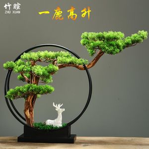 Decoratieve bloemen kransen chinese stijl gastengroet grenen creatief ontwerp bonsai zen tuin ijzeren ring woonkamer decoratie feng shui