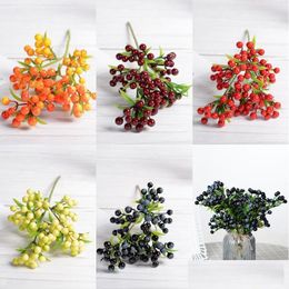 Decoratieve bloemen kransen kerstbes 7 vork simatie sinaasappel paarse bessen decoratie fruit kunstmatige bosbessen Xmas home d dhs1a