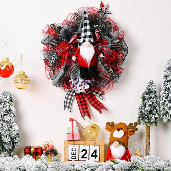 Flores decorativas Guirnaldas Decoraciones navideñas Muñeca Cinta Guirnalda Guirnalda navideña Adorno colgante DIY Puerta delantera Colgante para HomeDecora