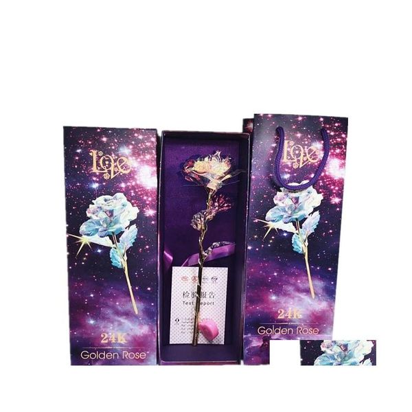 Couronnes De Fleurs Décoratives Cadeau De Noël Fleur Artificielle Tendance Saint Valentin Présent Couleur Placage Feuille D'or Rose Pour Les Filles 8 Dhcli