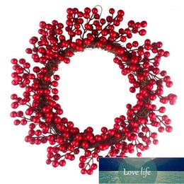 Decoratieve bloemen kransen kerst rode bessen krans xmas deur muur opknoping garland decor ornament geschenken1 fabriek prijs expert ontwerp kwaliteit nieuwste stijl