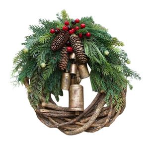 Decoratieve bloemen kransen kerstboom mini kunstmatige rode bodem gekleurde lichten decoraties led-sparren