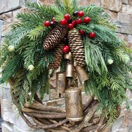 Couronnes de fleurs décoratives Guirlande de Noël Ferme Boho Garland Bell Door Hanging ornements d'arbre de Noël suspendus 221019