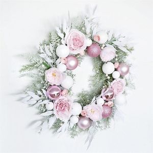 Décoratif Fleurs Couronnes Guirlande De Noël Rose Boule Thème De Mariage Décoration Maison Porte el Fenêtre Mur Guirlandes Ornement Cadeau 221109