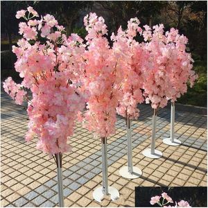 Fleurs décoratives Couronnes Colorf Artificielle Fleur De Cerisier Arbre Colonne Romaine Route Mène Mariage Centre Commercial Ouvert Accessoires Fer Art Fleur Dhacb