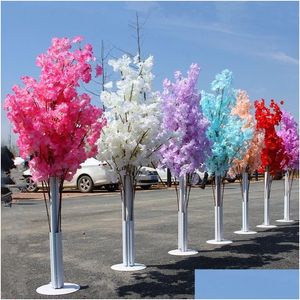 Fiori decorativi Ghirlande Colorf Artificiale Fiore di ciliegio Albero Colonna romana Strada conduce Centro commerciale Puntelli aperti Arte del ferro Fiore Dhvca