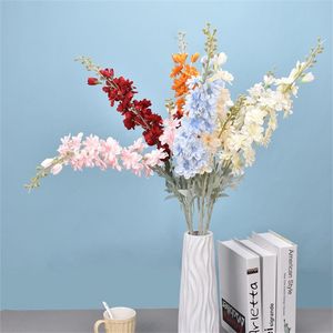 Couronnes de fleurs décoratives colorées Delphinium branche artificielle décor à la maison soie faux chambre décoration plantes mariage
