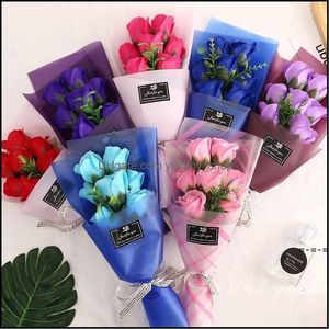 Couronnes De Fleurs Décoratives Creative 7 Petits Bouquets De Savon De Simation De Fleur De Rose Pour Le Mariage Saint Valentin Mères Enseignants Cadeau Otfph