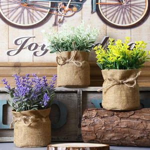 Decoratieve bloemen kransen creatief landelijk plastic kunstmatige boeket lavendel potplant bonsai zakdoek voor huisfeest