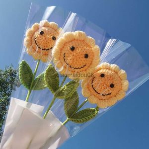 Fleurs décoratives Couronnes Crochet Fleur Artificielle Tournesol À La Main Faux Plantes Tricotées À La Main Décoration Photographie Props Home Office Decor HKD230818