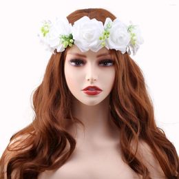 Couronnes de fleurs décoratives couronne de mariage mariée Rose tissu Imitation fleur coiffure PE couronnes cheveux HH010