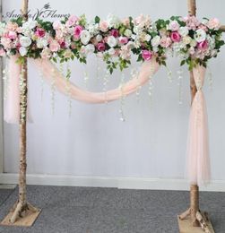 Fleurs décoratives couronnes de mariage rose personnalisé arrangement floral arc artificiel coin fleur vigne fenêtre le centre commercial du centre commercial 5240760