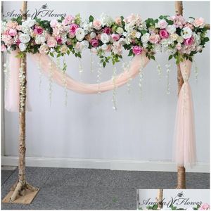 Couronnes De Fleurs Décoratives Personnalisé Rose Mariage Arrangement Floral Arche Coin Artificiel Fleur De Vigne Fenêtre Boutique Mall Party Home D Dhsd3