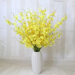 Decoratieve bloemen Kransen Dancing Lady Orchid Silk Flower Artificial Oncidium woonkamer en slaapkamer decoratie stoffen kanten geel hoofd