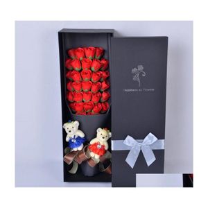 Couronnes De Fleurs Décoratives Décorer Cadeau D'anniversaire Petite Amie Fakesoap Savon Coffret Cadeau Rose Drop Delivery Home Garden Partie Festive Dhdjx