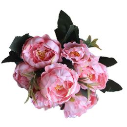 Decoratieve bloemenkransen Decoratieve bloemenkransen Hoofden/boeket Mariage Kerstsimulatie Real Touch Kunstmatige pioenbloem Va Dh93G