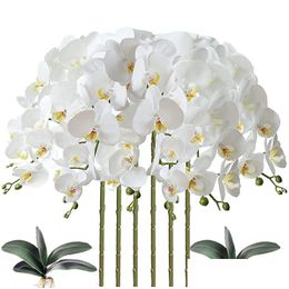 Couronnes de fleurs décoratives Couronnes de fleurs décoratives 32 pouces Phalaenopsis artificiel 9 têtes Plantes à tige de papillon Orc pour la maison Dec Dhdgw