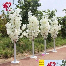 Decoratieve bloemenkransen Decoratieve bloemenkransen Bruiloftsdecoratie 5Ft hoog 10 stuks Slik Kunstmatige kersenbloesemboom Ro Dh6Ad