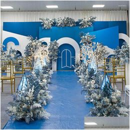 Couronnes de fleurs décoratives Fleurs décoratives Fleur bleue Arrangement de scène de mariage Soie Décorer Route Lead Row Décor Drop Delivery Dhjid