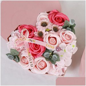 Couronnes de fleurs décoratives Fleurs décoratives Pétale de rose Savon de bain Fleur florale parfumée Essentiel pour le mariage Saint-Valentin Anniversaire Dhavt