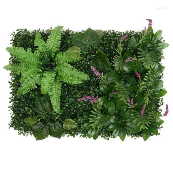 Couronnes de fleurs décoratives Fleurs décoratives Verdure Mur Toile de fond Panneaux d'herbe de buis artificiel Plante de haie topiaire 15,7 x 23,6 pouces Dhfgz