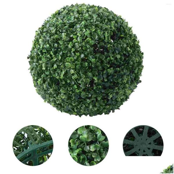 Couronnes de fleurs décoratives Fleurs décoratives 23 cm plafond artificiel buis topiaire plantes boules pour intérieur extérieur jardin mariage Dhbbc