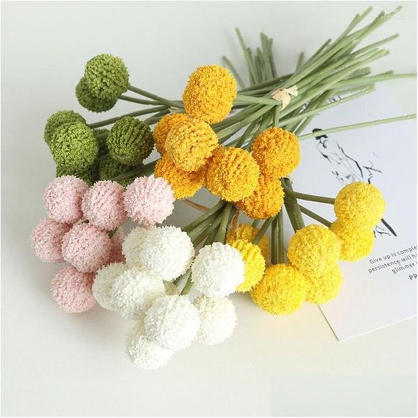 Couronnes de fleurs décoratives Fleurs décoratives 9 pcs Boule d'or Fleur artificielle Bouquet de fruits en plastique Salon Table de mariage de Dhvwm