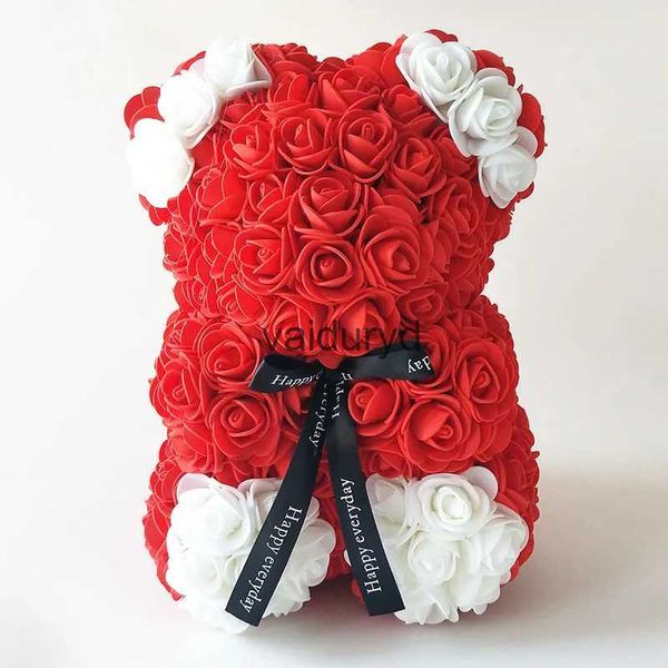 Guirnaldas de flores decorativas DIY 25 cm Oso de peluche rosa con caja Flor de PE artificial Día de San Valentín para novia Mujer Esposa Regalos de la madrevaiduryd