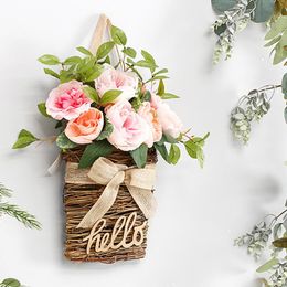 Decoratieve bloemen kransen deur hangende woonkamer bruiloft achtergrond decoratie plant ornamenten ambachten potten 40 x 23x 9 cm kunstmatige be