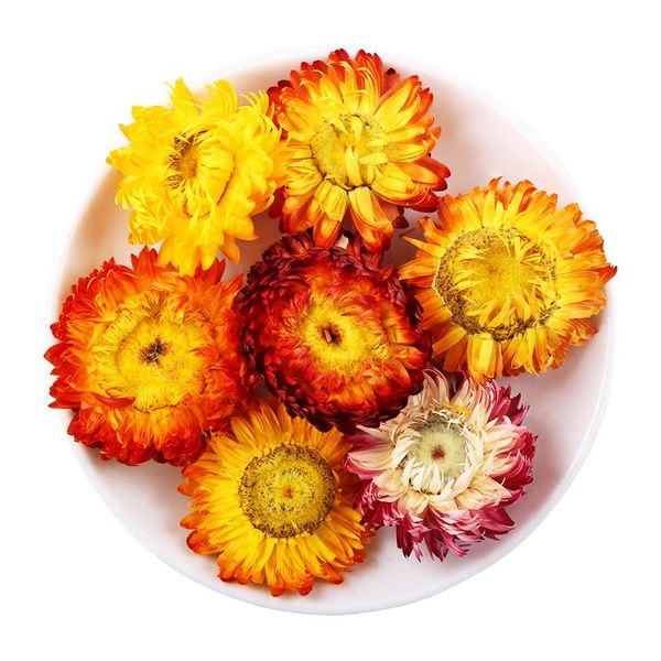 Couronnes de fleurs décoratives séchées sept couleurs fleur de chrysanthème 100g/500g petite marguerite tête de paille ananas en gros