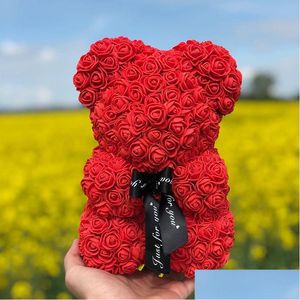 Couronnes De Fleurs Décoratives Goutte 25Cm Teddy Rose Ours Fleur Artificielle Roses De Décoration De Noël Pour La Maison Saint Valentin Femmes G Dhgq9