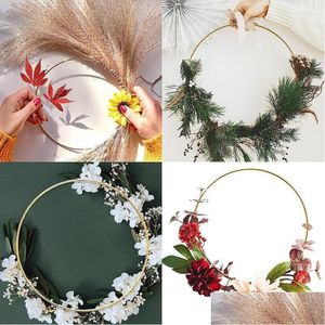 Decoratieve bloemenkransen Duurzaam Grote metalen bloemenhoepel Mti Purpose Ring Bloemenkrans Creatieve Catcher Cirkel voor feest Home Decor Dhdch