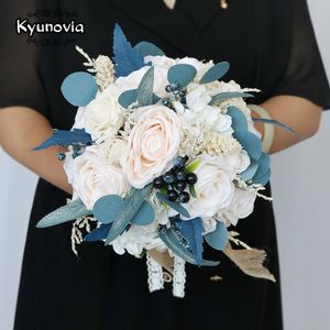 Decoratieve Bloemen Kransen Stoffig Blauw Bruid Boeket Boutonniere Pols Corsage Waterval Bruiloft Bloem Bruidsmeisje Boeket Huwelijksceremonie Jubileum 230809