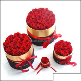 Coritas de flores decorativas Rose Eternal en caja conservada real con set el día del día de la madre regalos de San Valentín Regalos w Drop Deliv Dhxqa