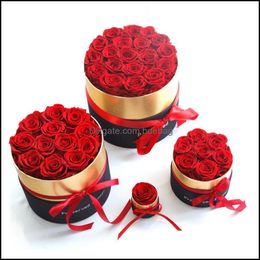 Decoratieve bloemenkransen Eeuwige roos in doos Bewaarde echte bloemen met set Het beste moederdagcadeau Romantische Valentijnsdaggeschenken W Dhnsz