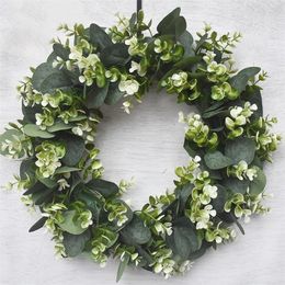 Decoratieve bloemen kransen eucalyptus groene bladeren krans voordeur woonkamer ornament Arts 40 cm plastic 221109