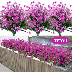 Couronnes de fleurs décoratives Fausses fleurs artificielles d'extérieur pour la décoration Résistant aux UV Pas de décoloration Faux plantes en plastique Jardin Porche Fenêtre Cuisine Bureau Table 230522