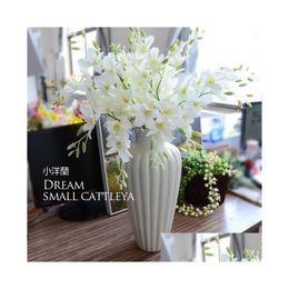 Decoratieve Bloemen Kransen Nep Europese Phalaenopsis 65Cm Lang 12Pcs Vlinder Orc 6 Kleuren Voor Party Home Tafel Bloem Drop Deli Dhtc5