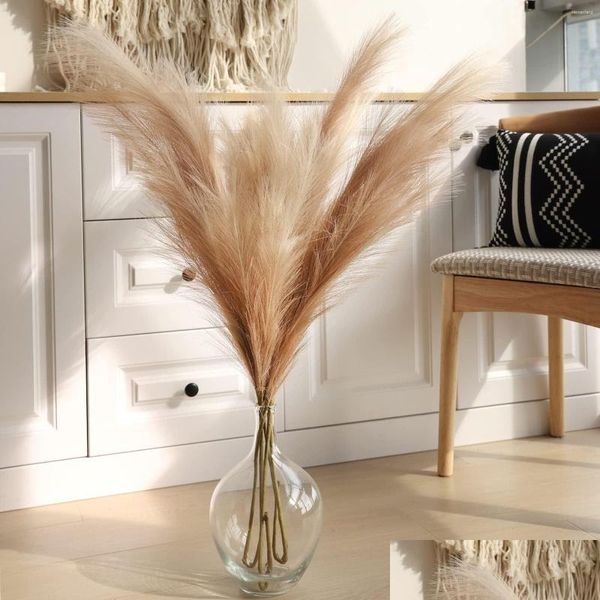 Couronnes de fleurs décoratives fausse herbe de Pampas grand 39/100 cm de haut branche pompeuse artificielle plante fleur moelleuse remplissage de vase pour H Dhw5Q