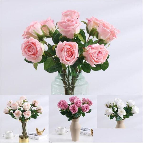 Flores decorativas Guirnaldas de seda artificial Peón Flor artificial Respetuoso del medio ambiente Anti-Fade Plástico Simation Craft Rose Decoración para Dhn7T