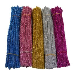 Decoratieve bloemen kransen feestelijke glitter chenille stengels pijpreinigers speelgoed DIY handwerk Materiel 12 "30 cm 100pcs / lot