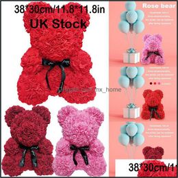 Fleurs décoratives couronnes de fête festive fournitures à la maison jardin 40cm Rose ours coeur fleur cadeau pour copine mariage anniversaire artificiel artificiel