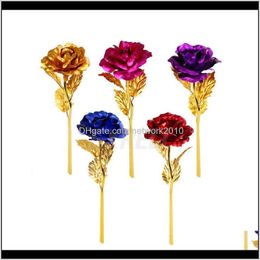 Fleurs décoratives Couronnes Festive Party Fournitures Goutte Drop Livraison 2021 Mode 24K Gold Feuille Plaqué Creative Durets Forever Rose pour Lo