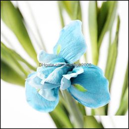 Decoratieve bloemen kransen feestelijke feestbenodigdheden huizen tuin 56 cm simatie iris bloem kunstmatige planten blauw nep of decor graan bruiloft