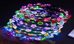 Flores decorativas coronas de fiesta festivas suministros de jardín de casas Led Glow Crown Dadandas de diadema de cabello floral ligero Corona de guirnaldas Wed5084003